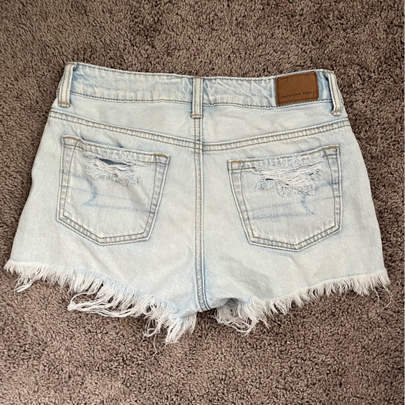 Light Wash Ripped High Rise Jean Shorts - Picture 2 of 3